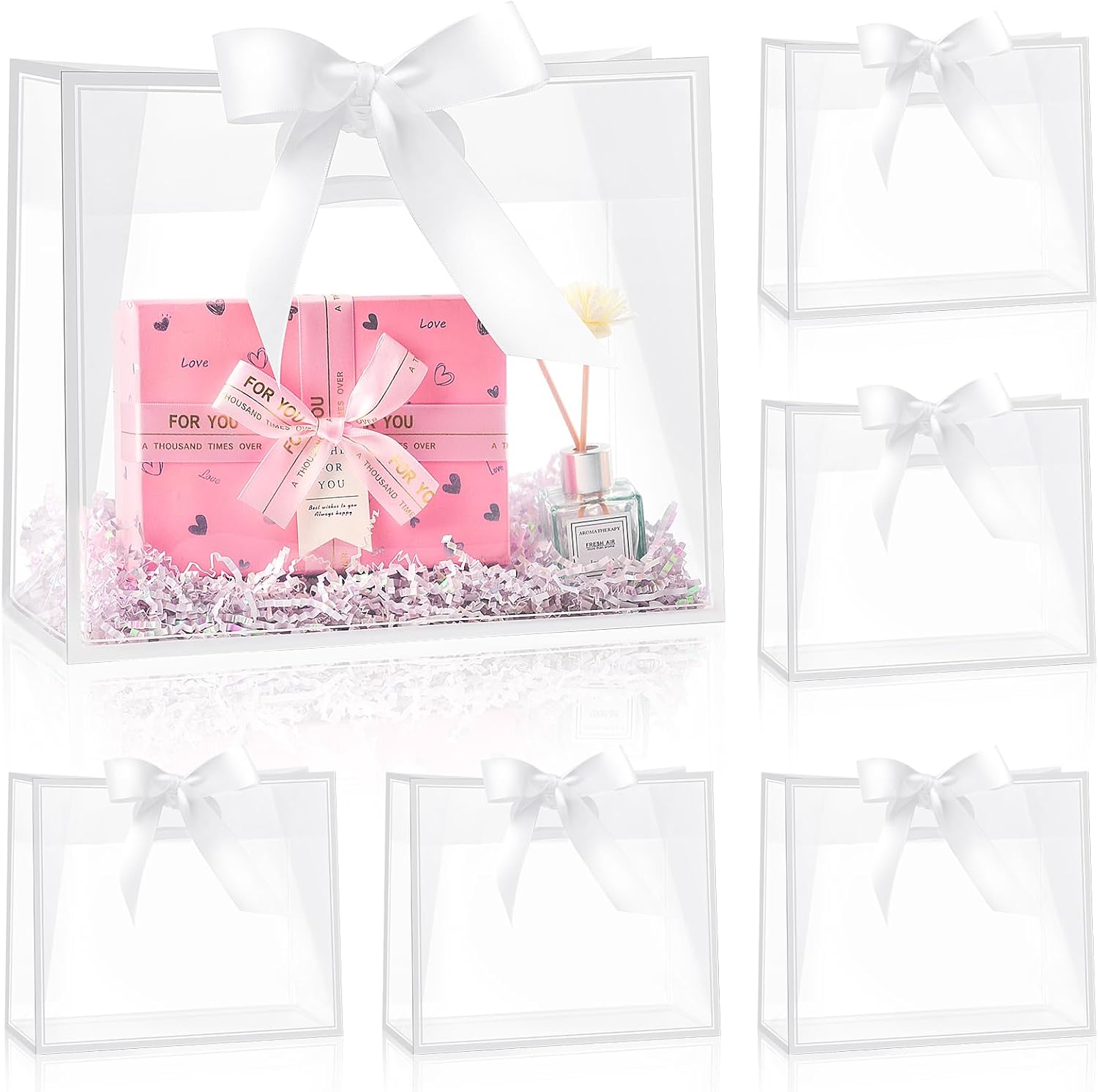 Party Favor Bag - Clear Plastic Gift Bags with Handles,