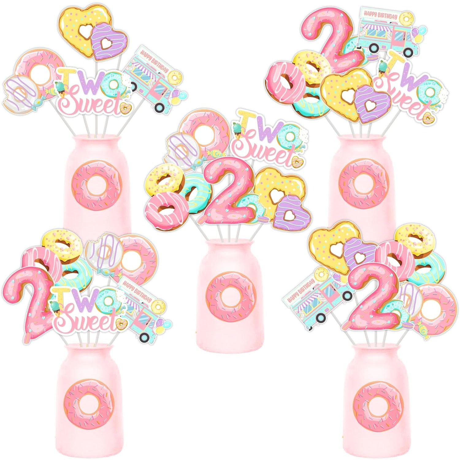 Centerpiece Stick - Donut 2nd Birthday Centerpiece Sticks for