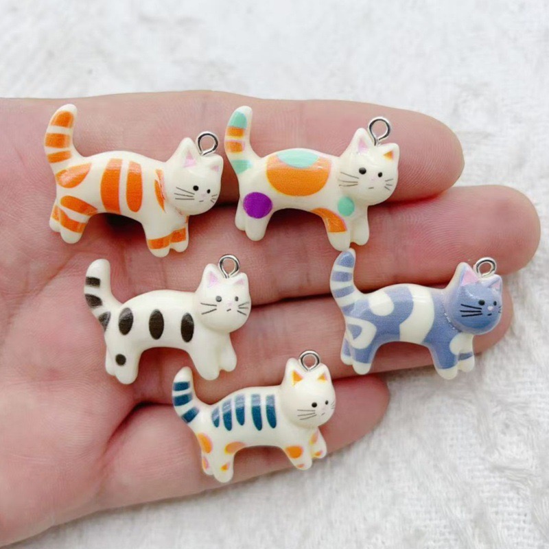 Event Party - 10pcs resin cartoon cat animal jewelry