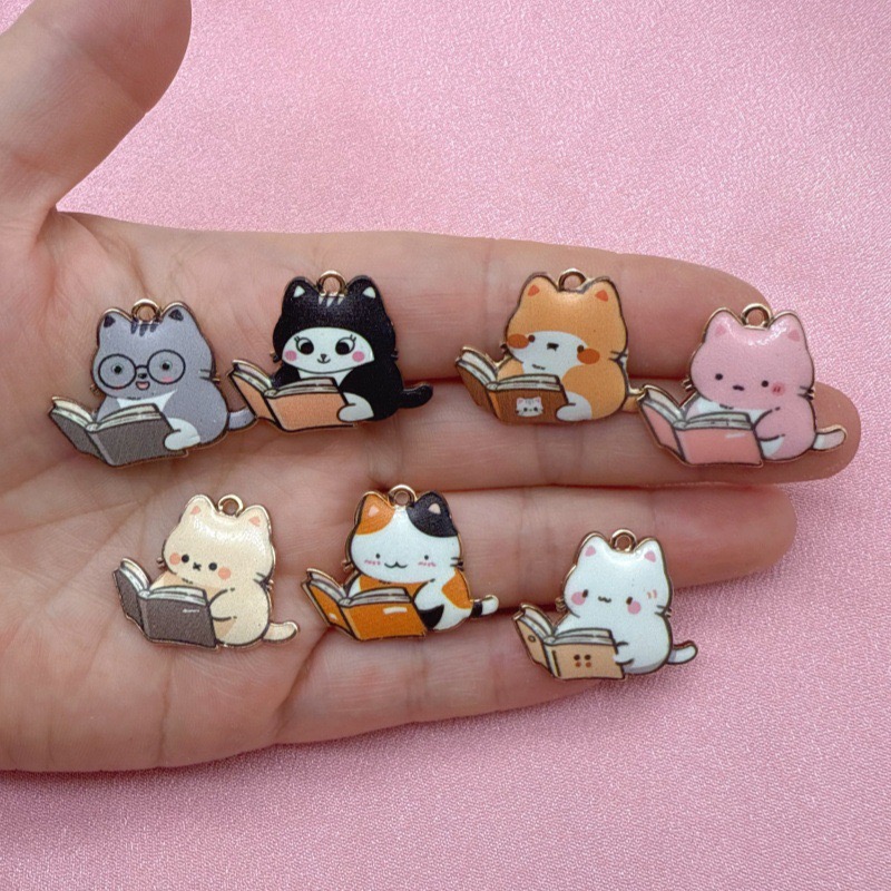 Event Party - 12pcs Cartoon Cute Alloy Printed Pendant