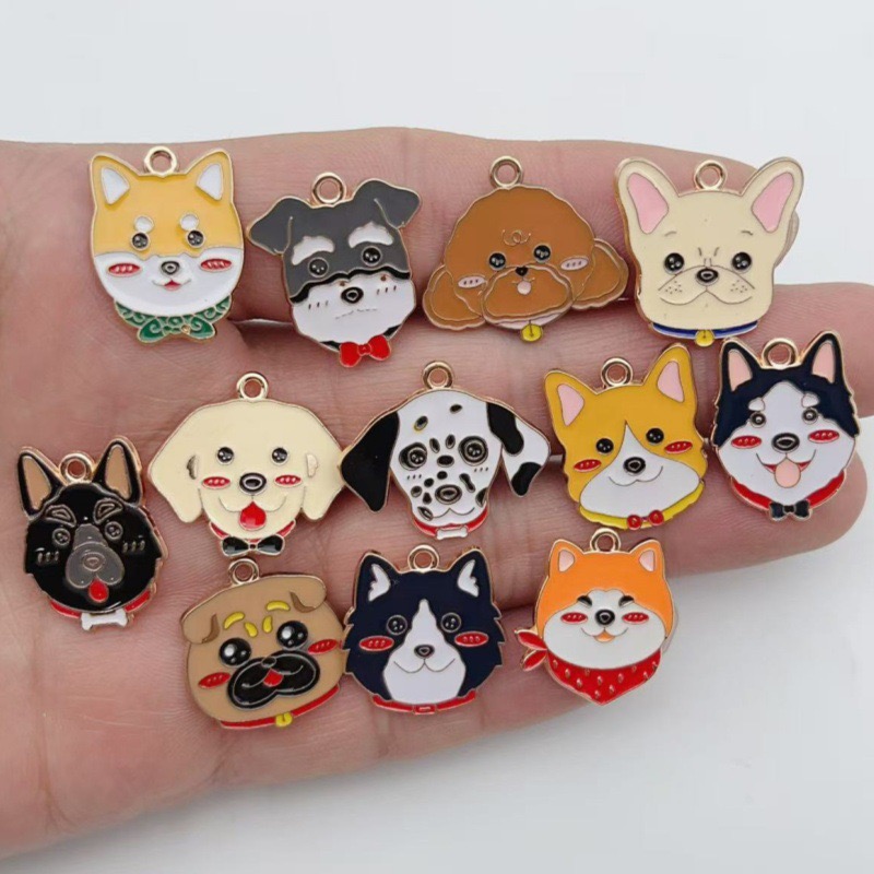 Event Party - 12pcs cartoon pet spotted dog alloy