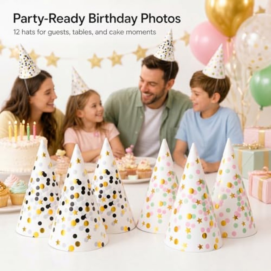 Boieo Gold Polka Dot Birthday  - Party Hat Cone recensie en prijs