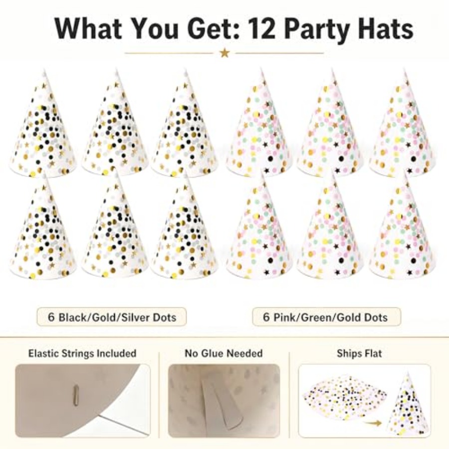 Boieo Gold Polka Dot Birthday  - Party Hat Cone recensie en prijs