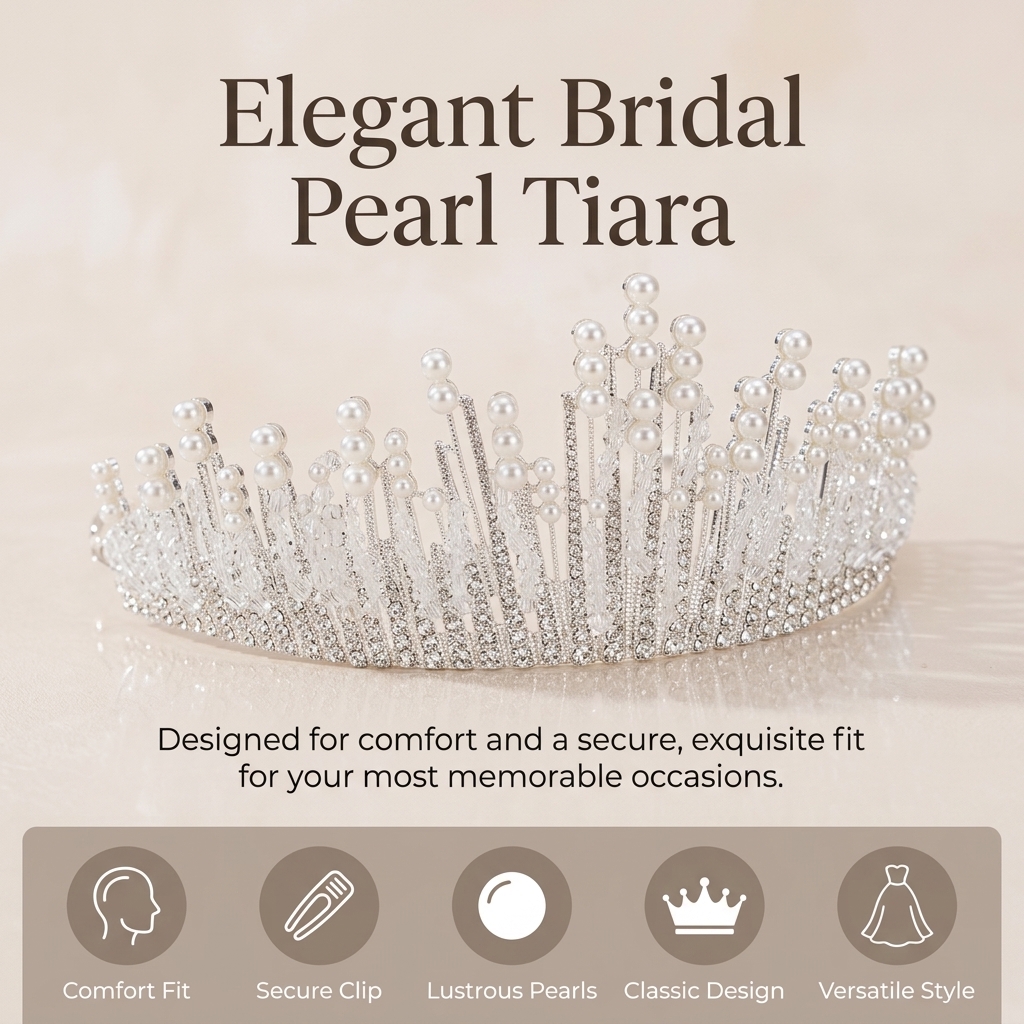 Bridal Pearl Crown Headpiece E - Event & Party Supply Photos recensie en prijs