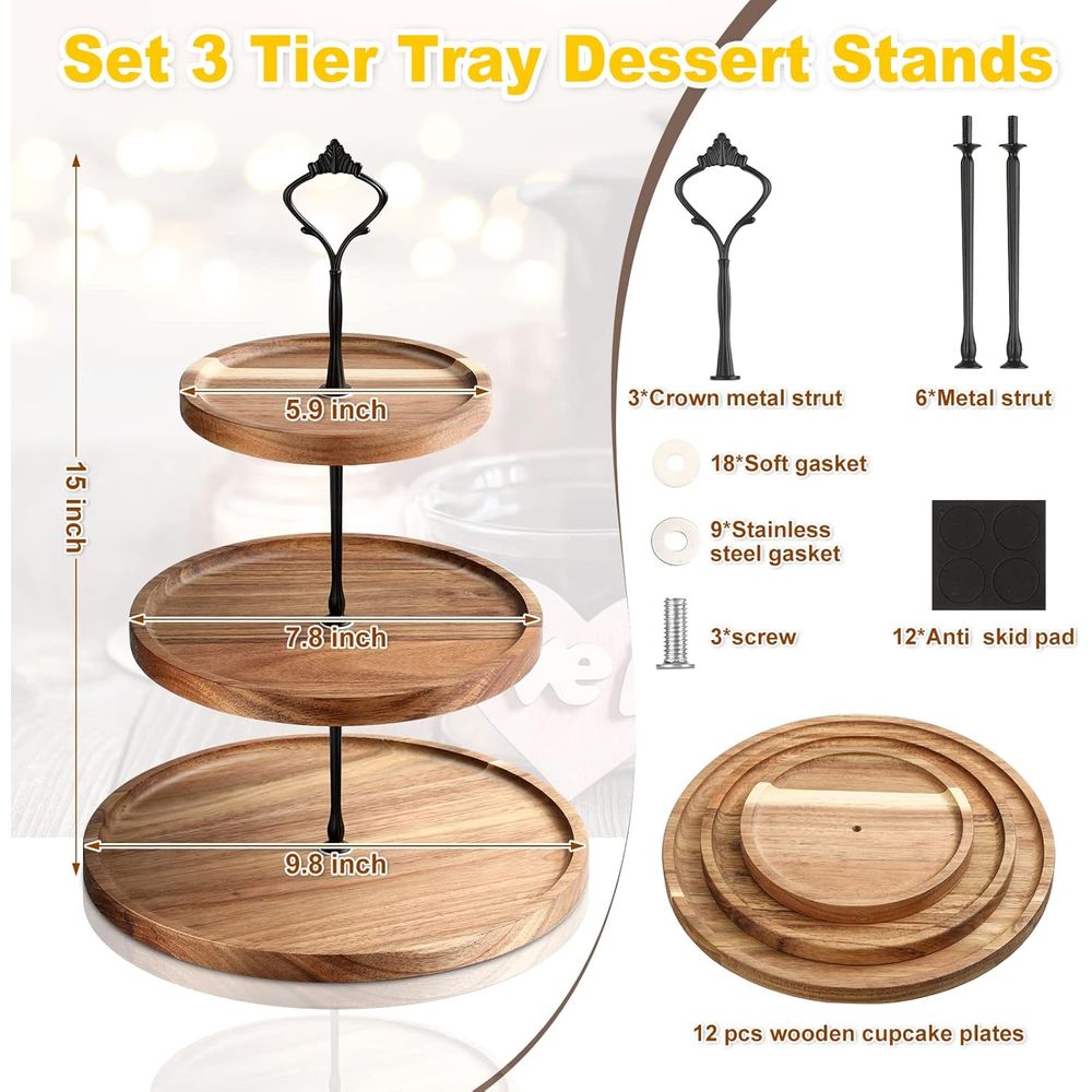 3 Set 3 Tier Wood Cupcake Stan - Cupcake Stand Tier recensie en prijs