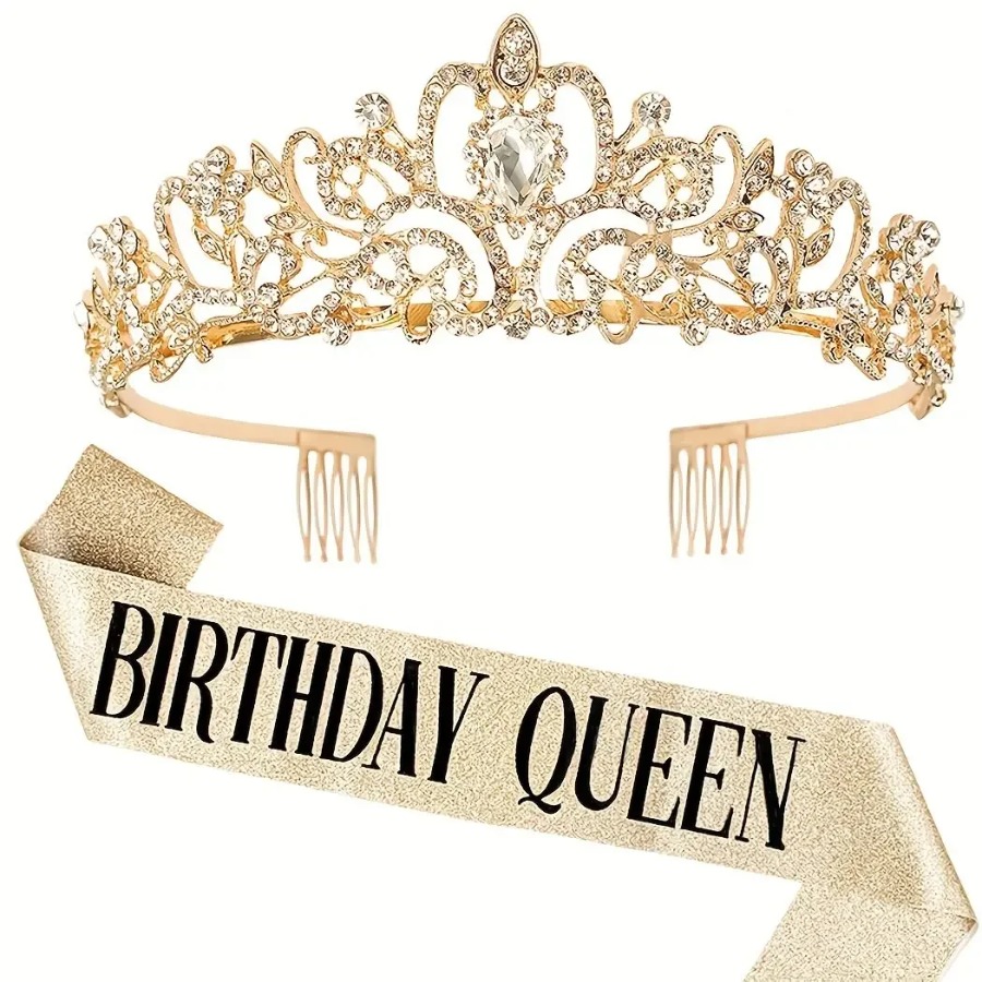 2pcs/Set Bling Rhinestone Crys - Birthday Sash Glitter recensie en prijs