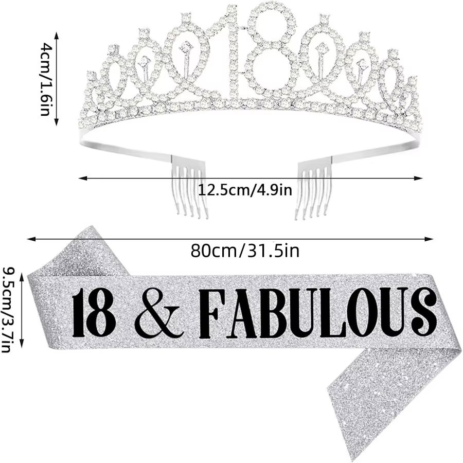 Glitter Silvery Birthday Tiara - Birthday Sash Glitter recensie en prijs