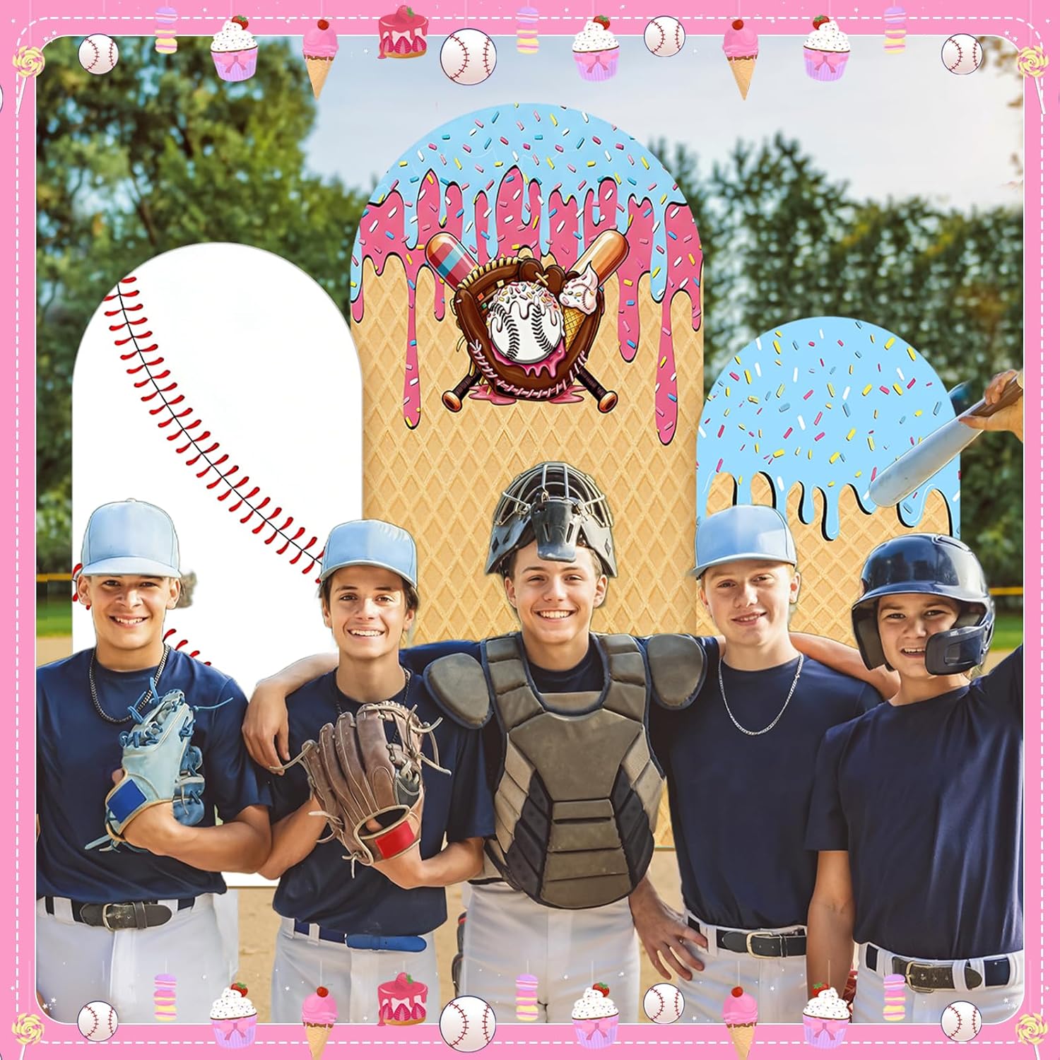 Baseball Ice Cream Drip Arch B - Dessert Table Backdrop recensie en prijs