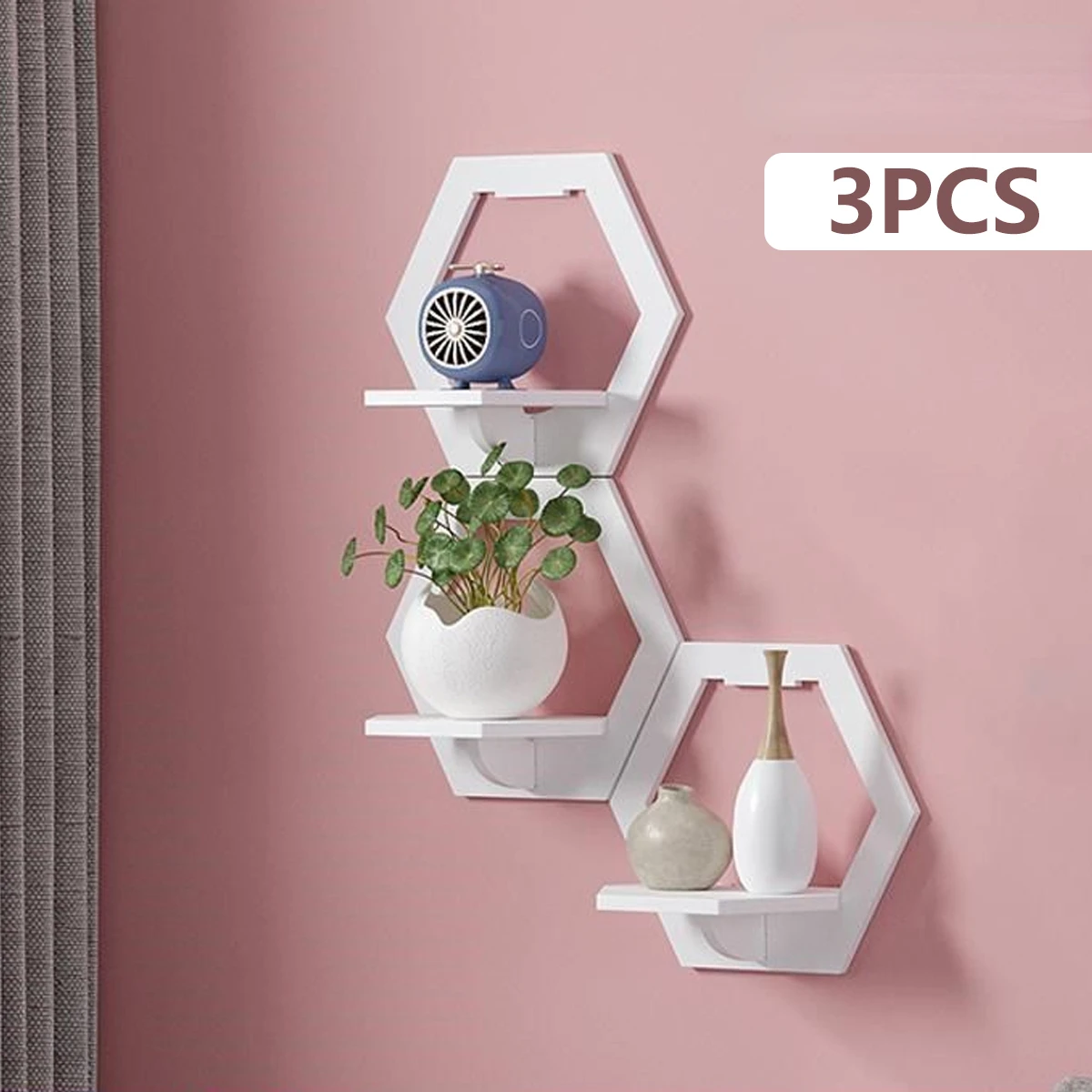 3Pcs Hexagon Wall Shelf Punch  - Flower Wall Panel recensie en prijs