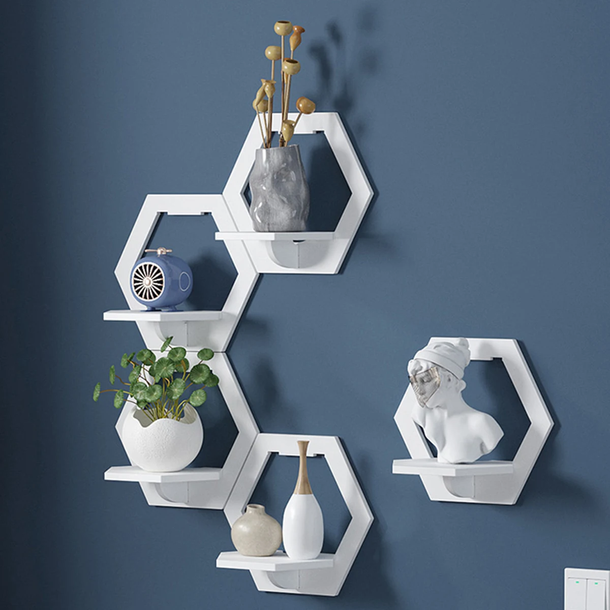 3Pcs Hexagon Wall Shelf Punch  - Flower Wall Panel recensie en prijs