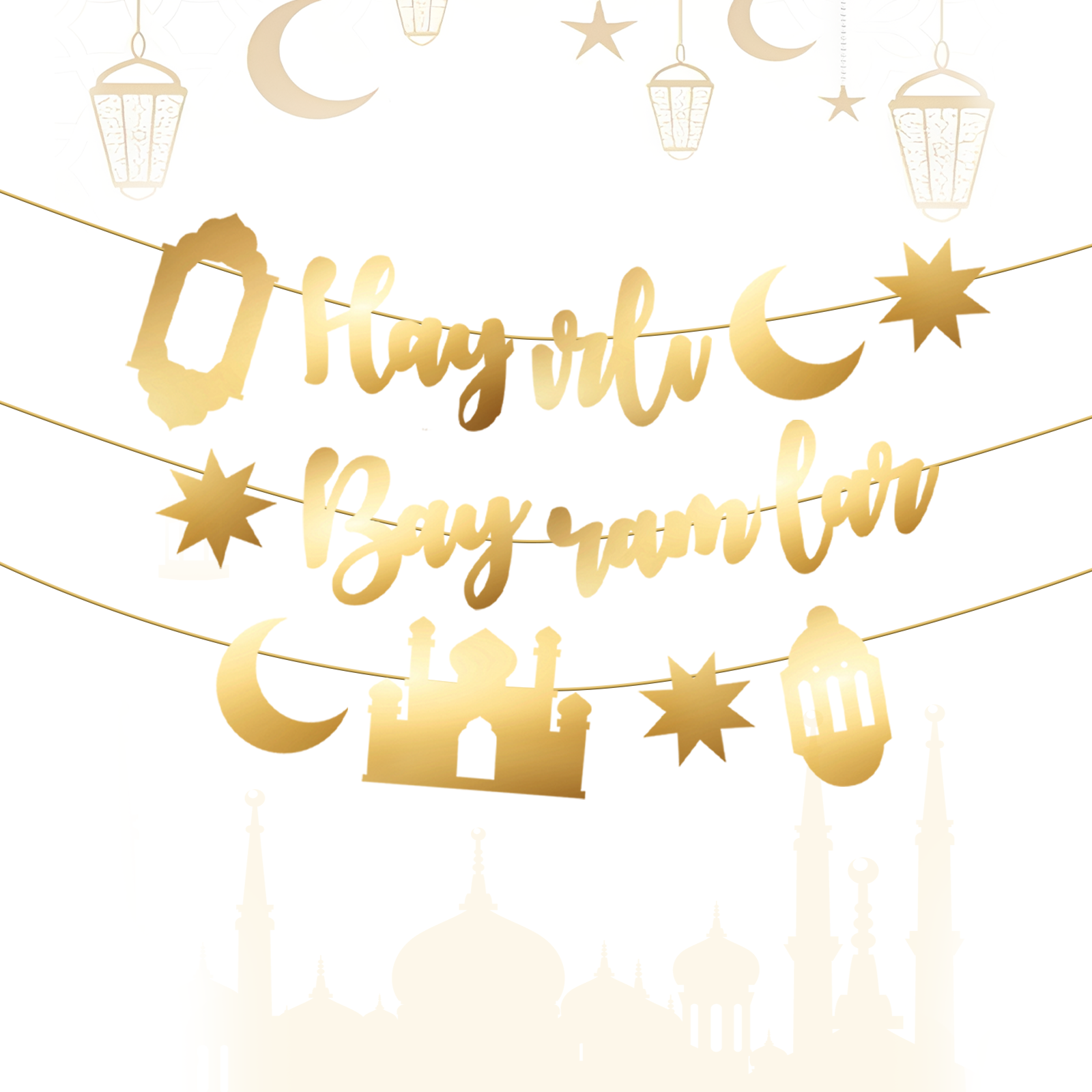 Hayirli Bayramlar Garland Deco - Party Banner Gold recensie en prijs