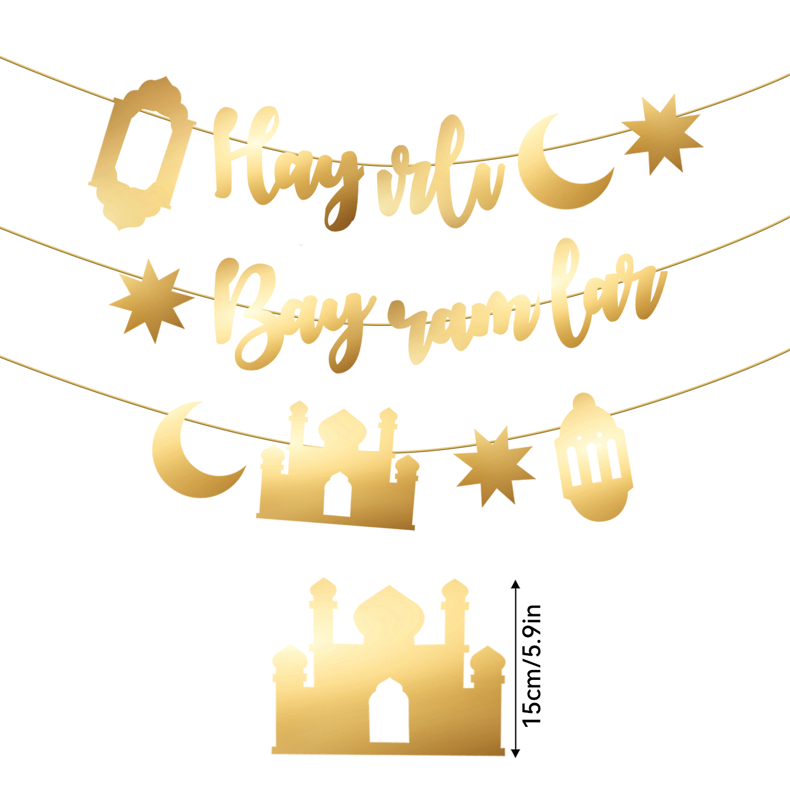 Hayirli Bayramlar Garland Deco - Party Banner Gold recensie en prijs