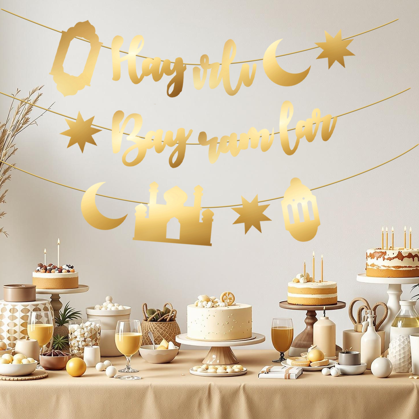 Hayirli Bayramlar Garland Deco - Party Banner Gold recensie en prijs