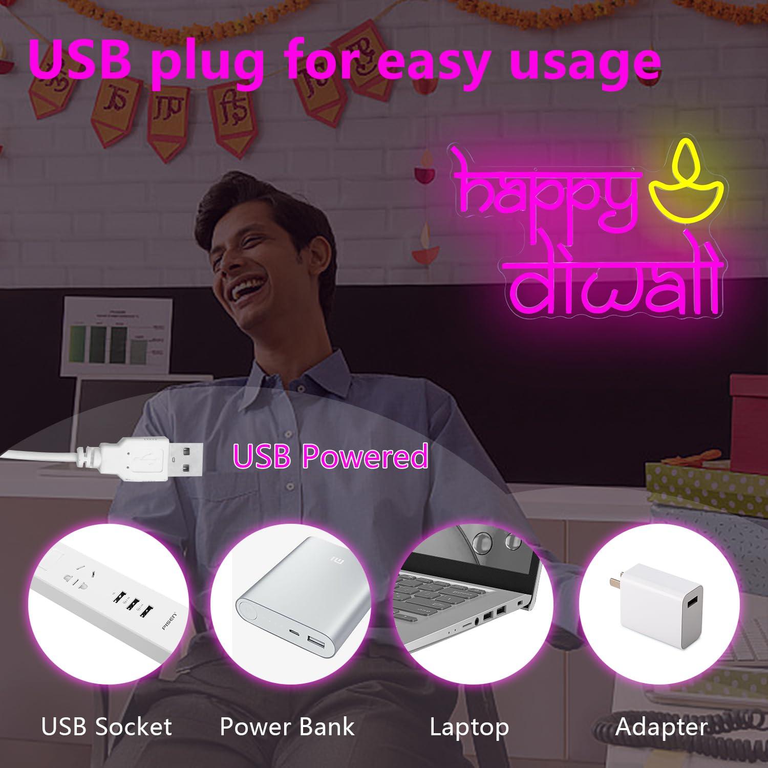 Happy Diwali Neon Sign USB Pow - Neon Sign Party recensie en prijs
