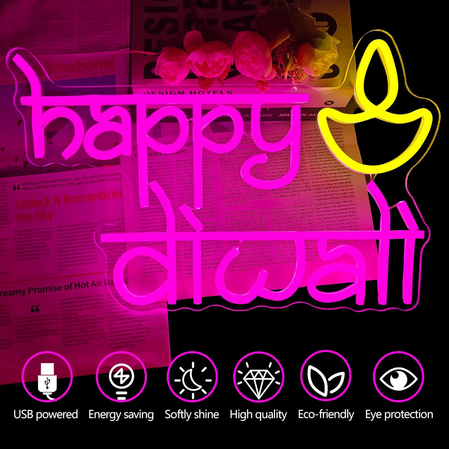 Happy Diwali Neon Sign USB Pow - Neon Sign Party recensie en prijs
