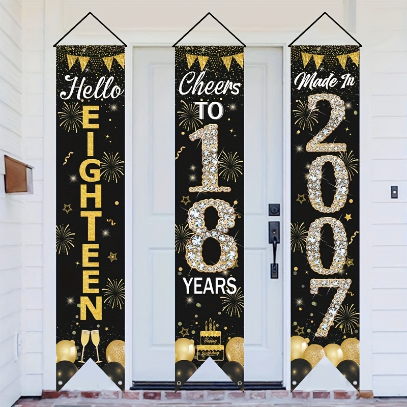 2D 3Pcs 18th Birthday Door Ban - Party Banner Gold recensie en prijs