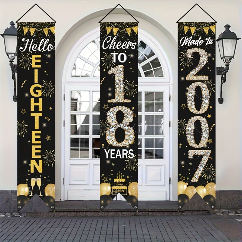 2D 3Pcs 18th Birthday Door Ban - Party Banner Gold recensie en prijs