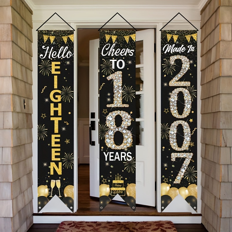2D 3Pcs 18th Birthday Door Ban - Party Banner Gold recensie en prijs