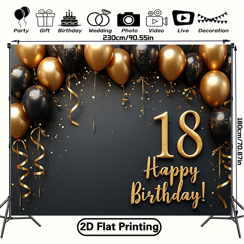 2D 1Pc Black & Gold Balloons B - Party Banner Gold recensie en prijs