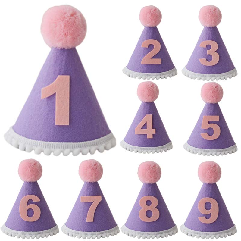 Purple Birthday Hat 1 2 3 4 5  - Party Hat Cone recensie en prijs