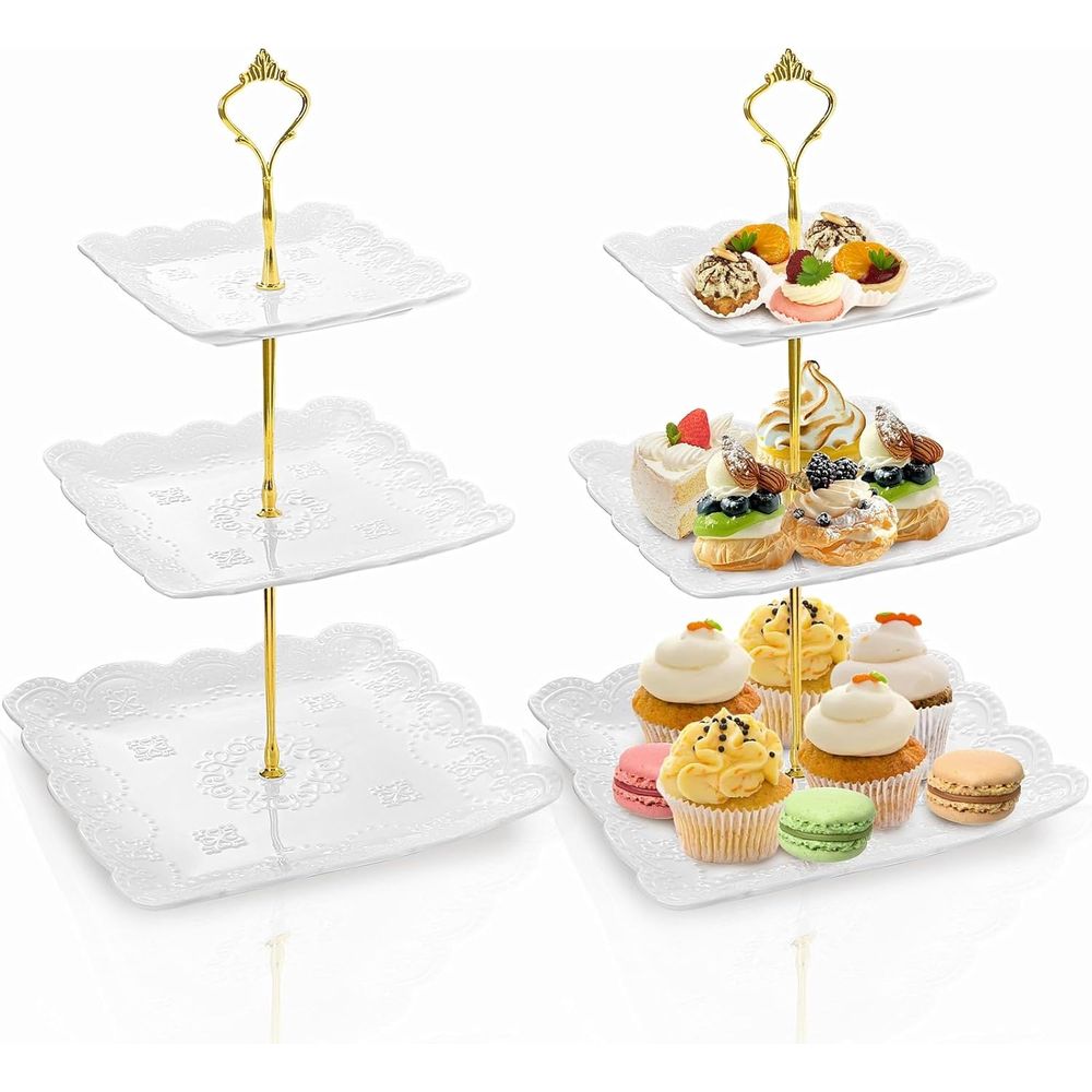 2 Pack 3-Tier White Ceramic Em - Cupcake Stand Tier recensie en prijs