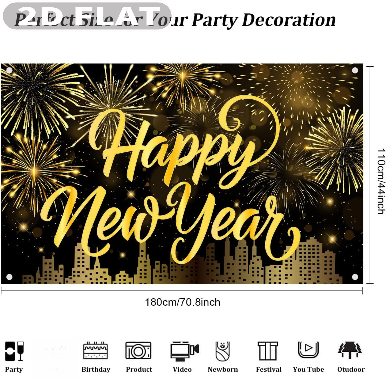 1pc Happy New Year Party Photo - Party Banner Gold recensie en prijs