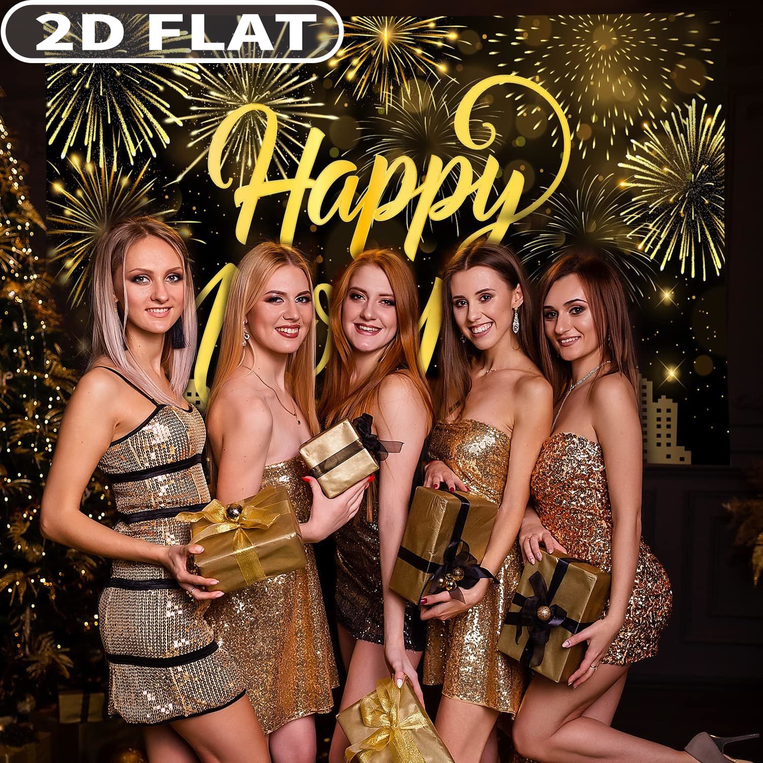 1pc Happy New Year Party Photo - Party Banner Gold recensie en prijs