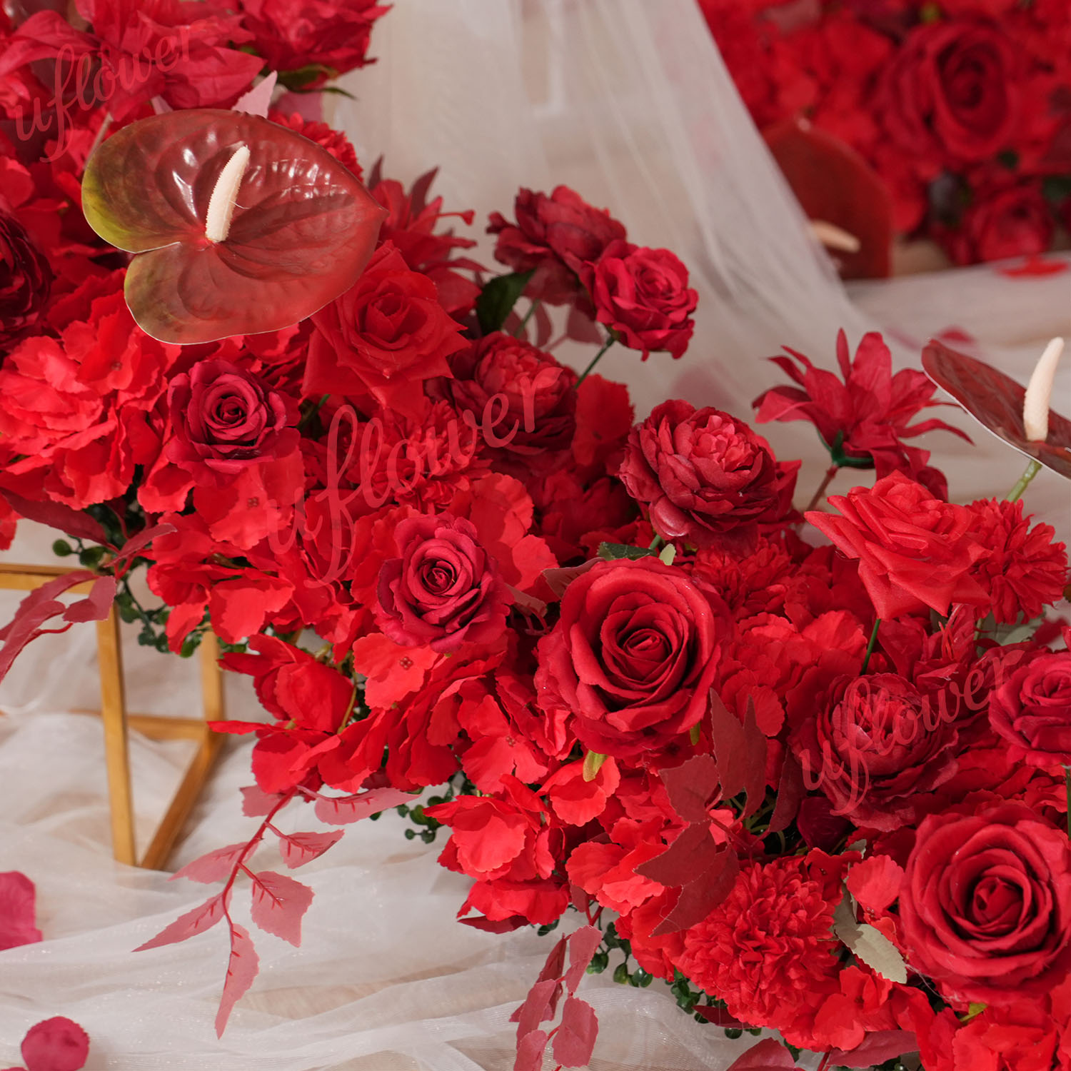 Uflower Red Flower Row Wedding - Flower Wall Panel recensie en prijs