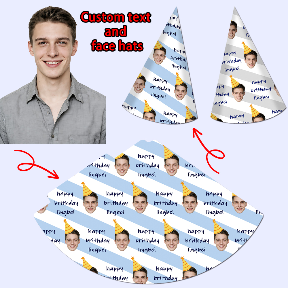 8pcs Custom Text and Photo Fac - Party Hat Cone recensie en prijs
