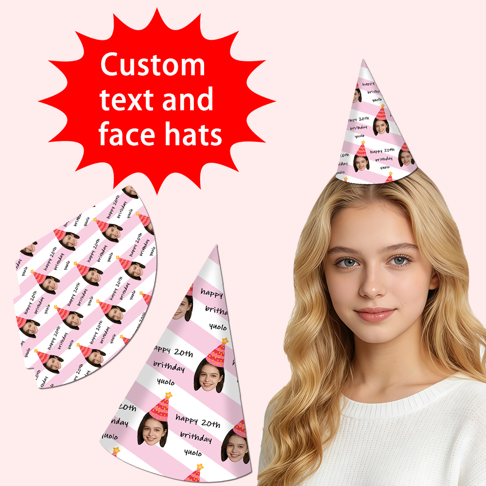8pcs Custom Text and Photo Fac - Party Hat Cone recensie en prijs