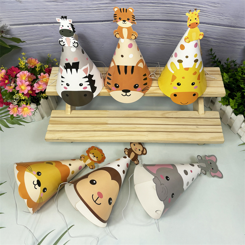 6Pcs Jungle Animal Paper Hats  - Party Hat Cone recensie en prijs
