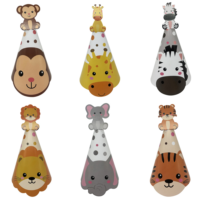 6Pcs Jungle Animal Paper Hats  - Party Hat Cone recensie en prijs