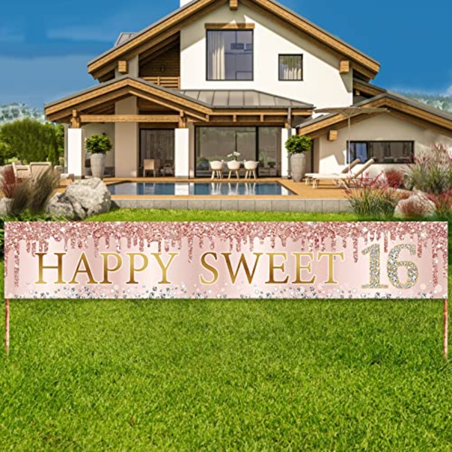 Sweet 16th Birthday Banner Dec - Party Banner Gold recensie en prijs