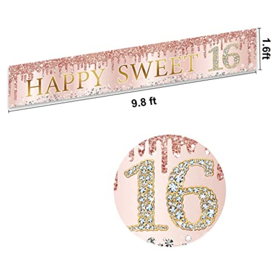 Sweet 16th Birthday Banner Dec - Party Banner Gold recensie en prijs