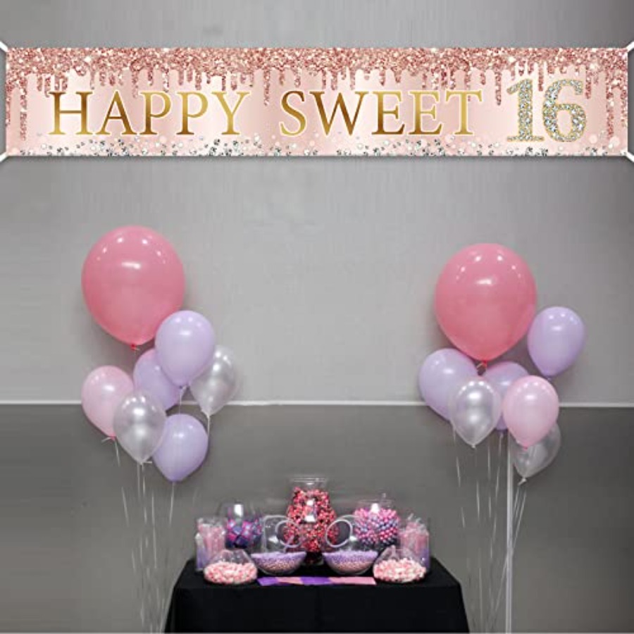 Sweet 16th Birthday Banner Dec - Party Banner Gold recensie en prijs