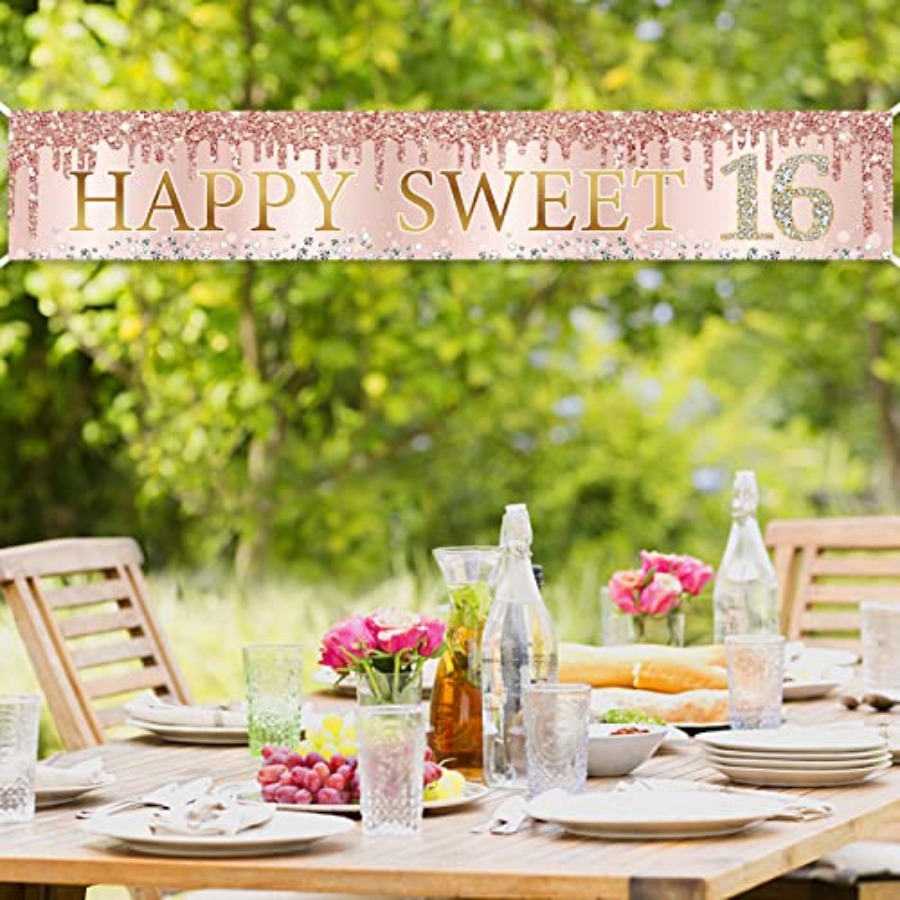 Sweet 16th Birthday Banner Dec - Party Banner Gold recensie en prijs
