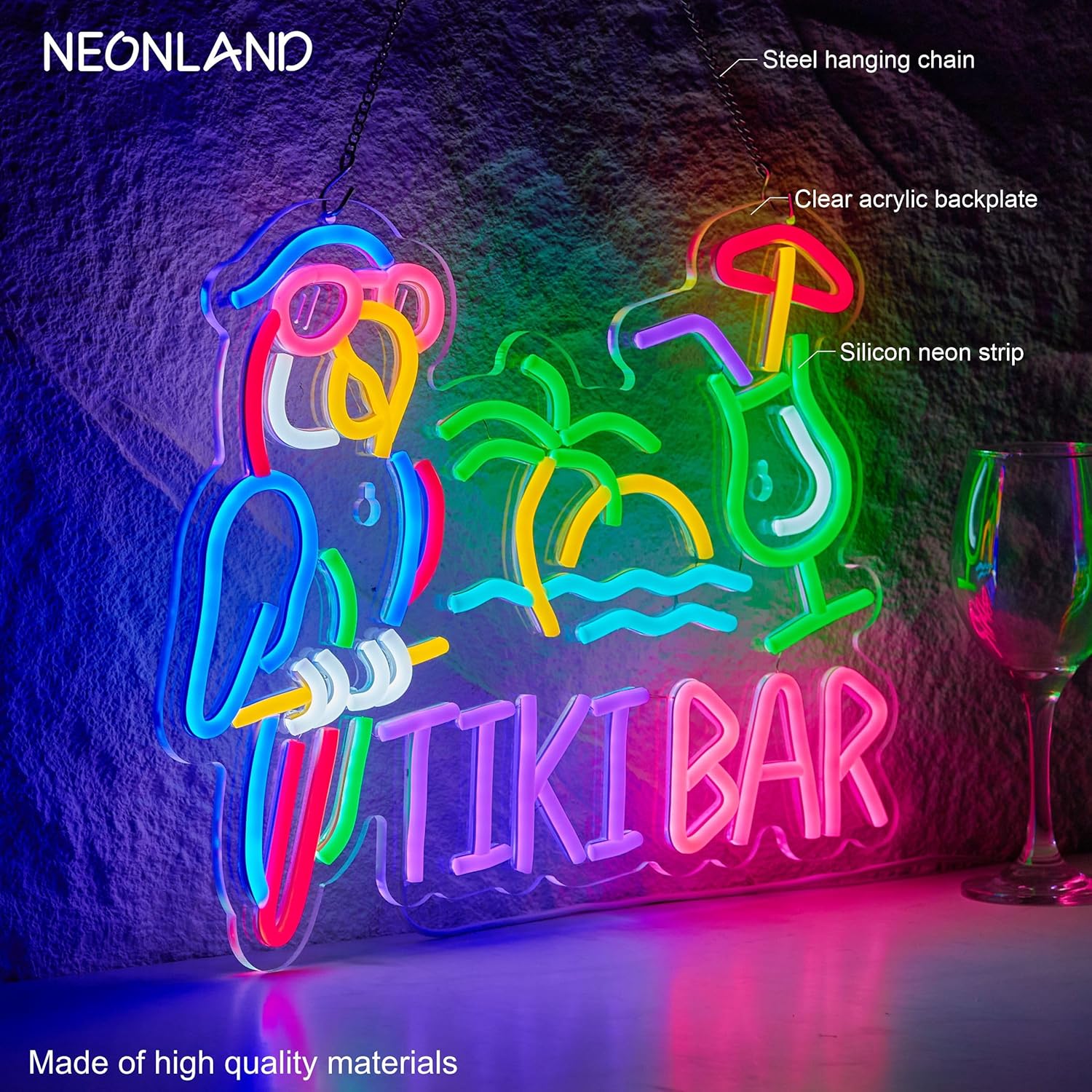 Tiki Bar Parrot Palm Tree Neon - Neon Sign Party recensie en prijs