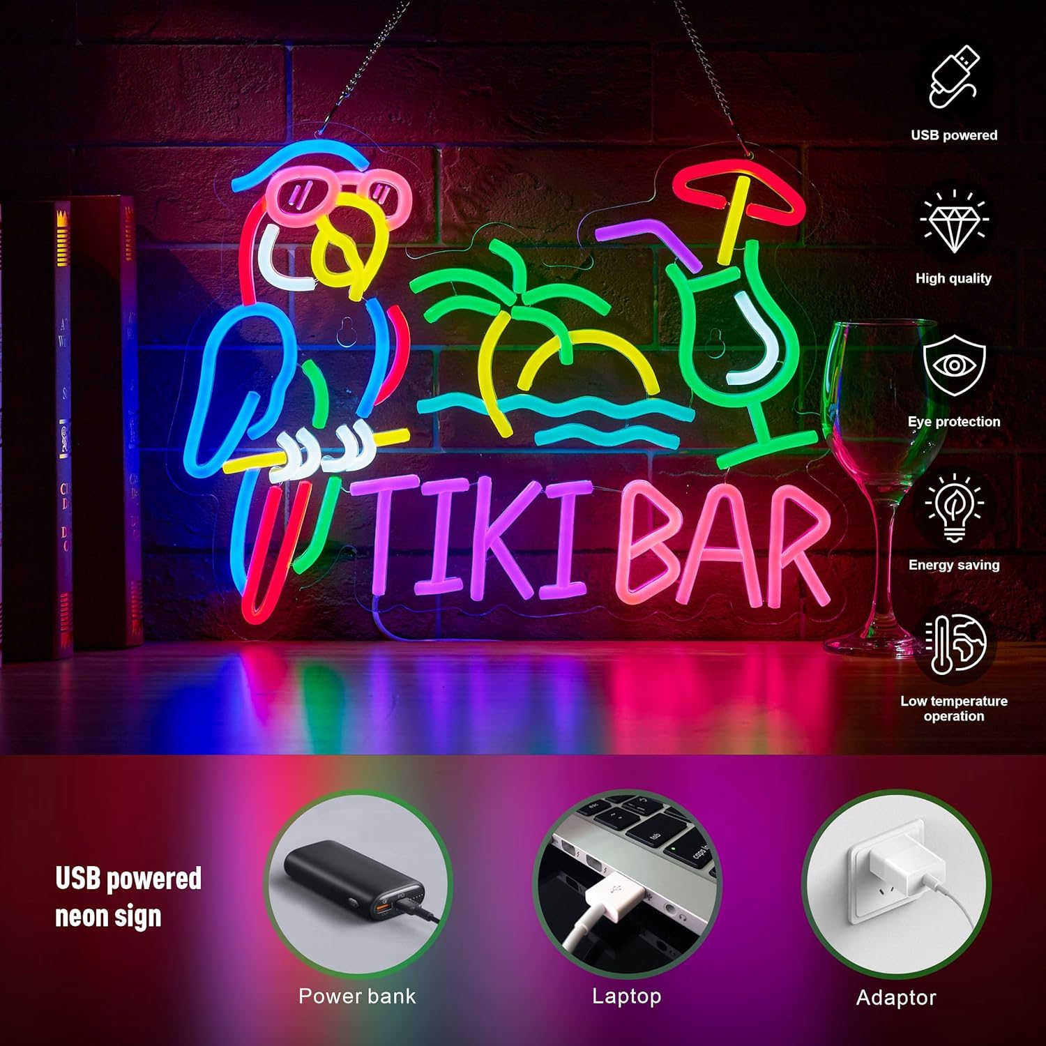 Tiki Bar Parrot Palm Tree Neon - Neon Sign Party recensie en prijs