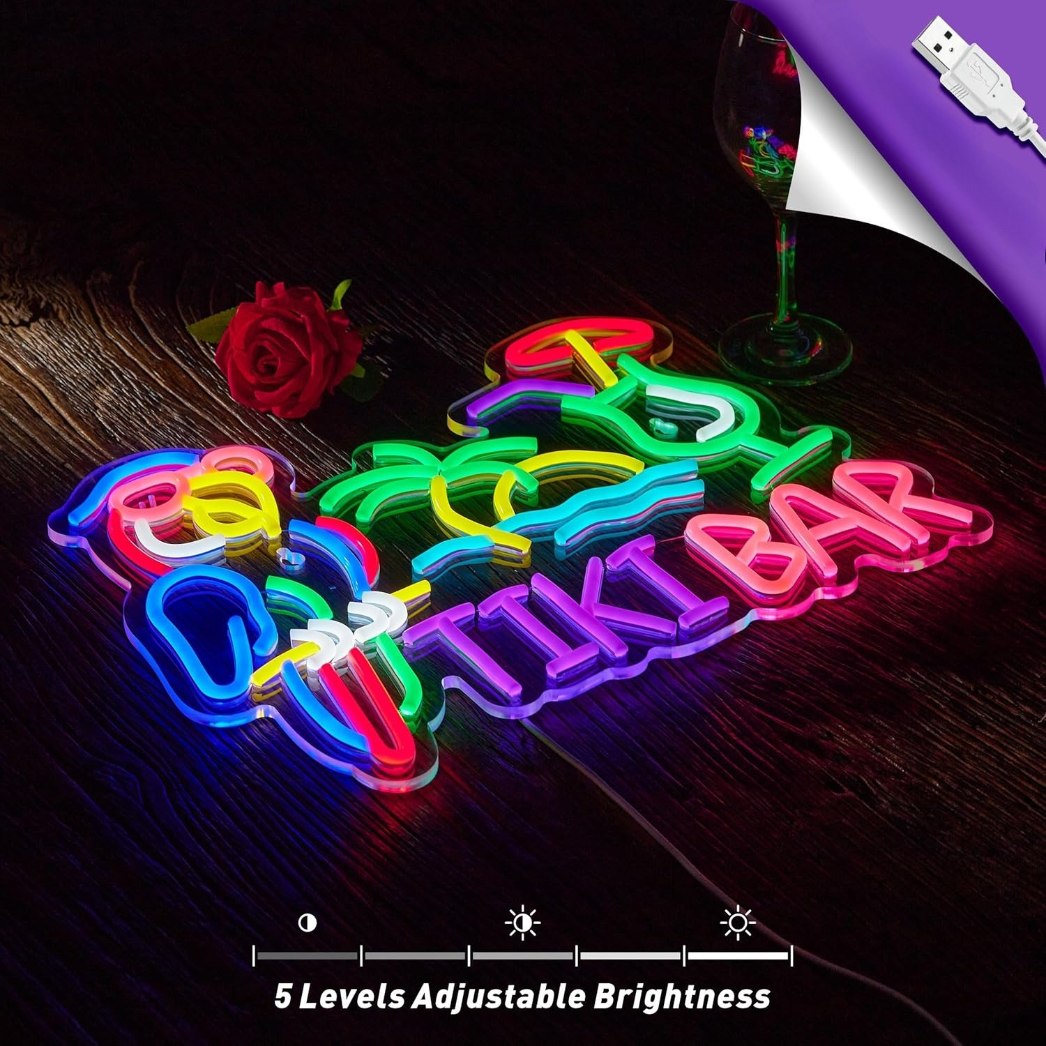 Tiki Bar Parrot Palm Tree Neon - Neon Sign Party recensie en prijs