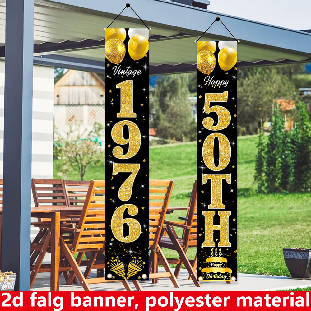 2D flat banner, 2pc birthday b - Party Banner Gold recensie en prijs