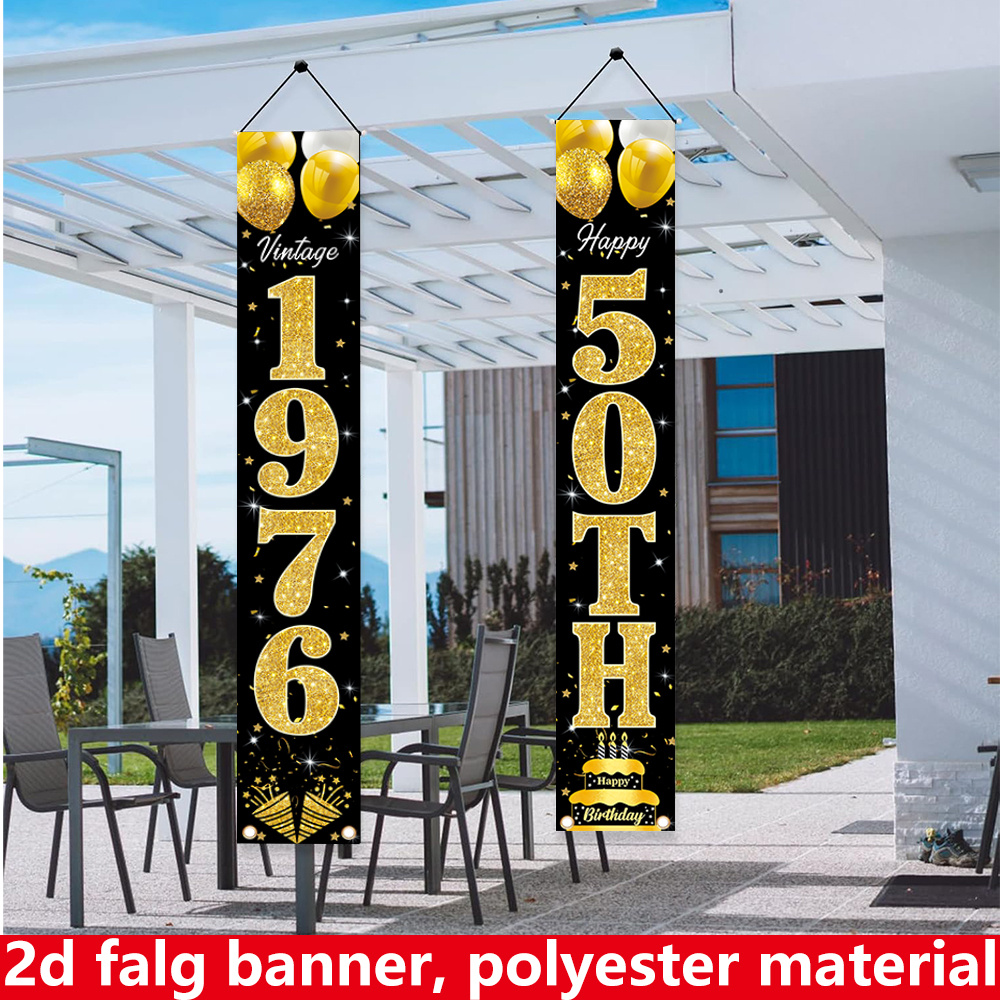 2D flat banner, 2pc birthday b - Party Banner Gold recensie en prijs