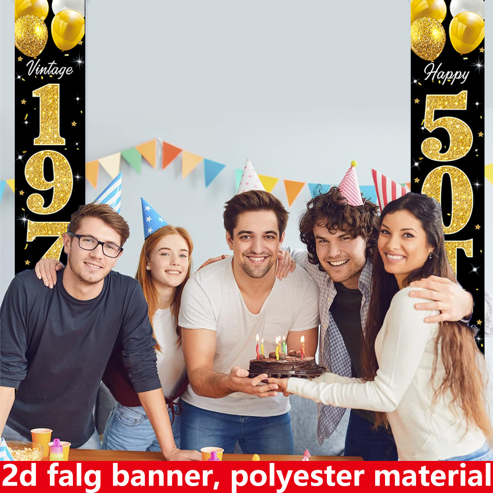 2D flat banner, 2pc birthday b - Party Banner Gold recensie en prijs