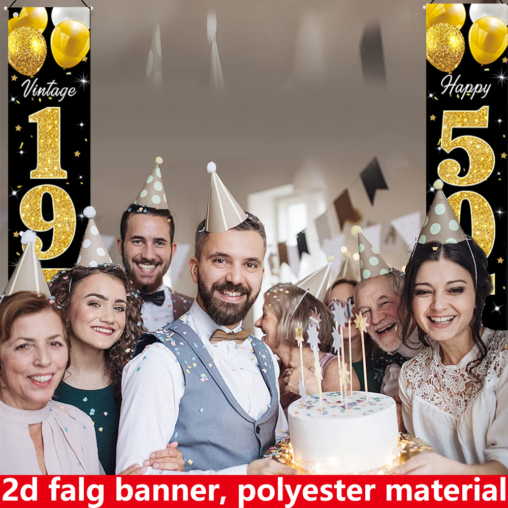 2D flat banner, 2pc birthday b - Party Banner Gold recensie en prijs