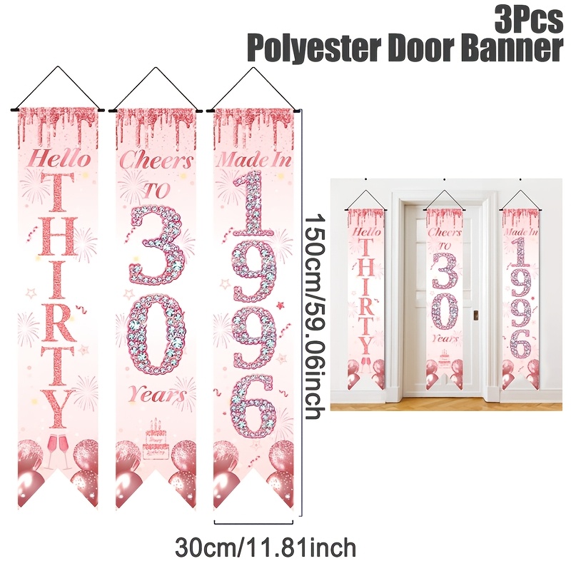2D Flat 3Pcs Pink Gold 30th Bi - Party Banner Gold recensie en prijs