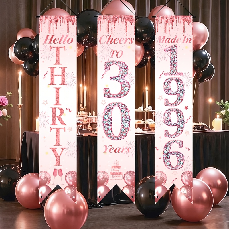 2D Flat 3Pcs Pink Gold 30th Bi - Party Banner Gold recensie en prijs