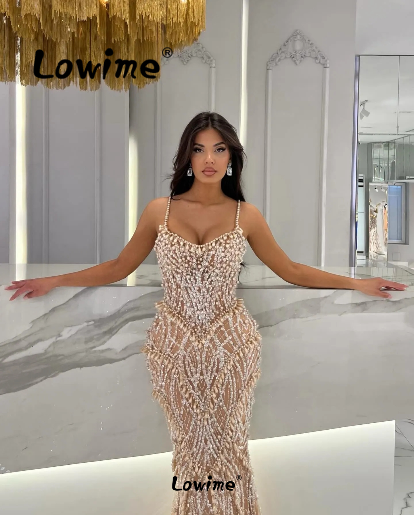 Champagne Pearl Prom Dress Mer - Glitter Tablecloth recensie en prijs