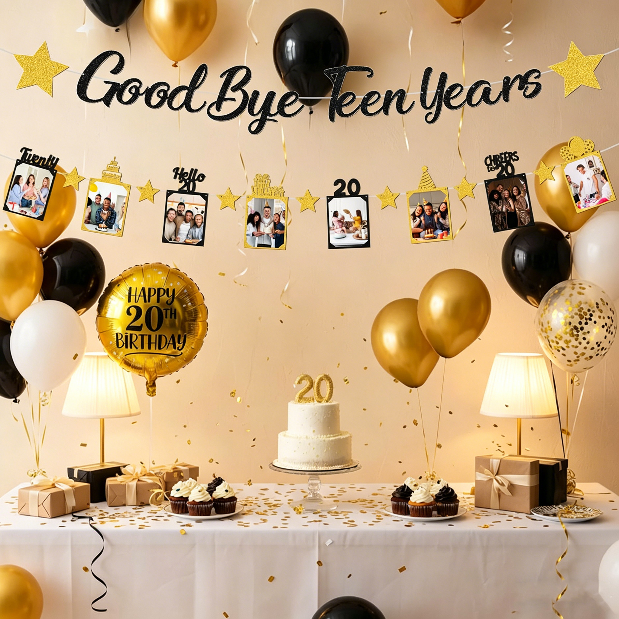 Black Gold Glitter Goodbye Tee - Party Banner Gold recensie en prijs