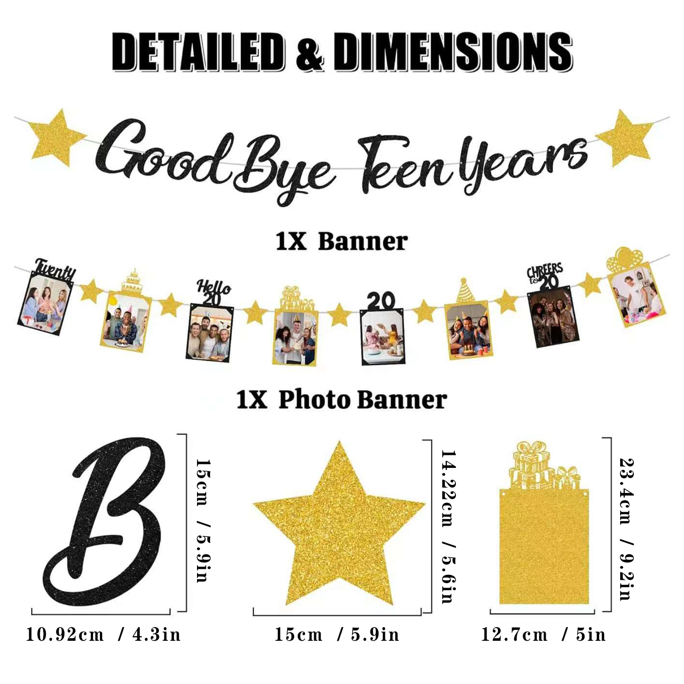 Black Gold Glitter Goodbye Tee - Party Banner Gold recensie en prijs