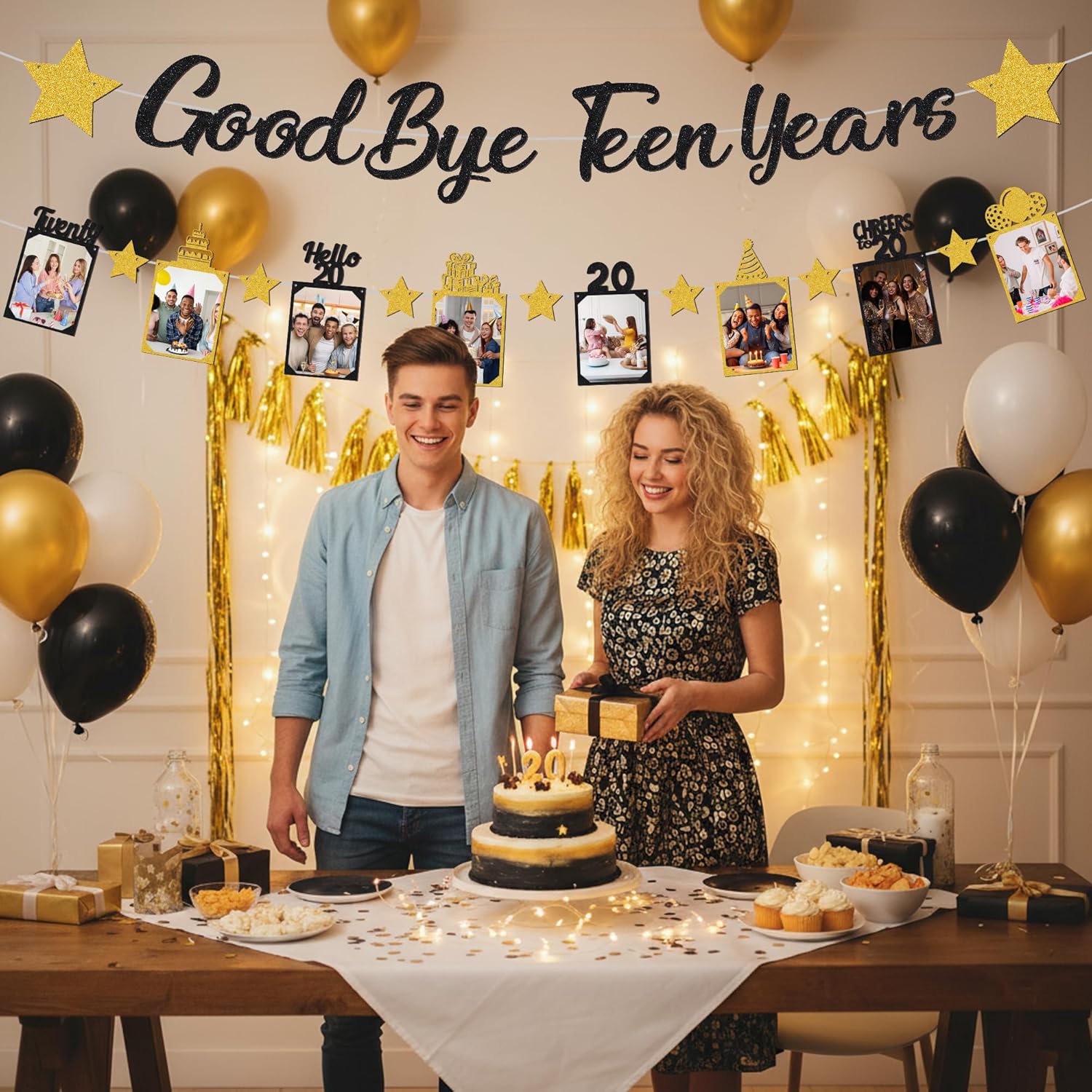 Black Gold Glitter Goodbye Tee - Party Banner Gold recensie en prijs