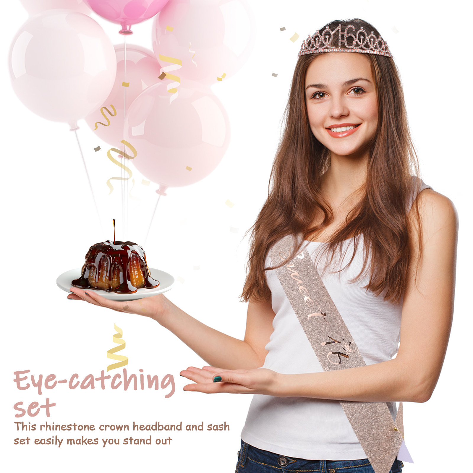 1Set Glittering Birthday Tiara - Birthday Sash Glitter recensie en prijs